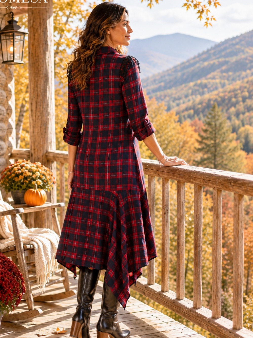 Promesa,Promenade,USA,Red Navy Plaid Cotton Button-Front Flare Midi Dress,Size L - Picture 3 of 14